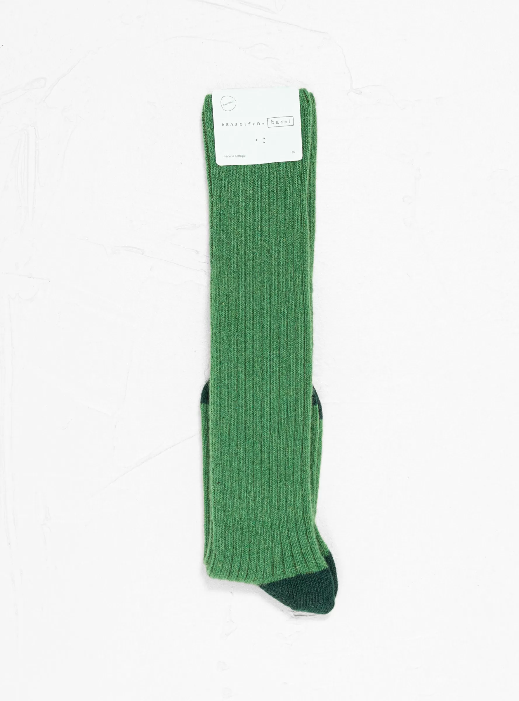 Skinny Rib Cashmere Knee Hi Socks Green