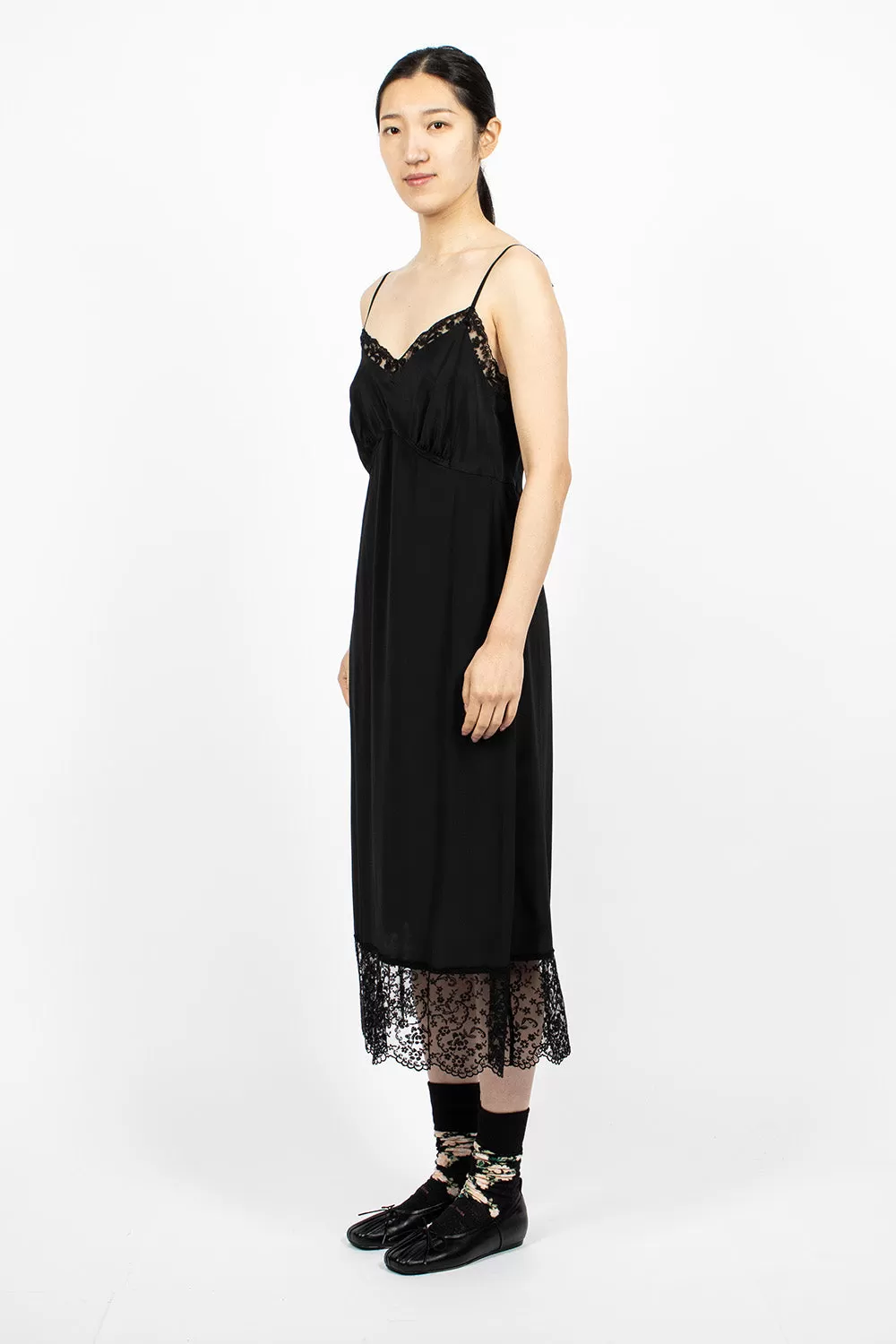 Slip Dress Black/Lace Trim