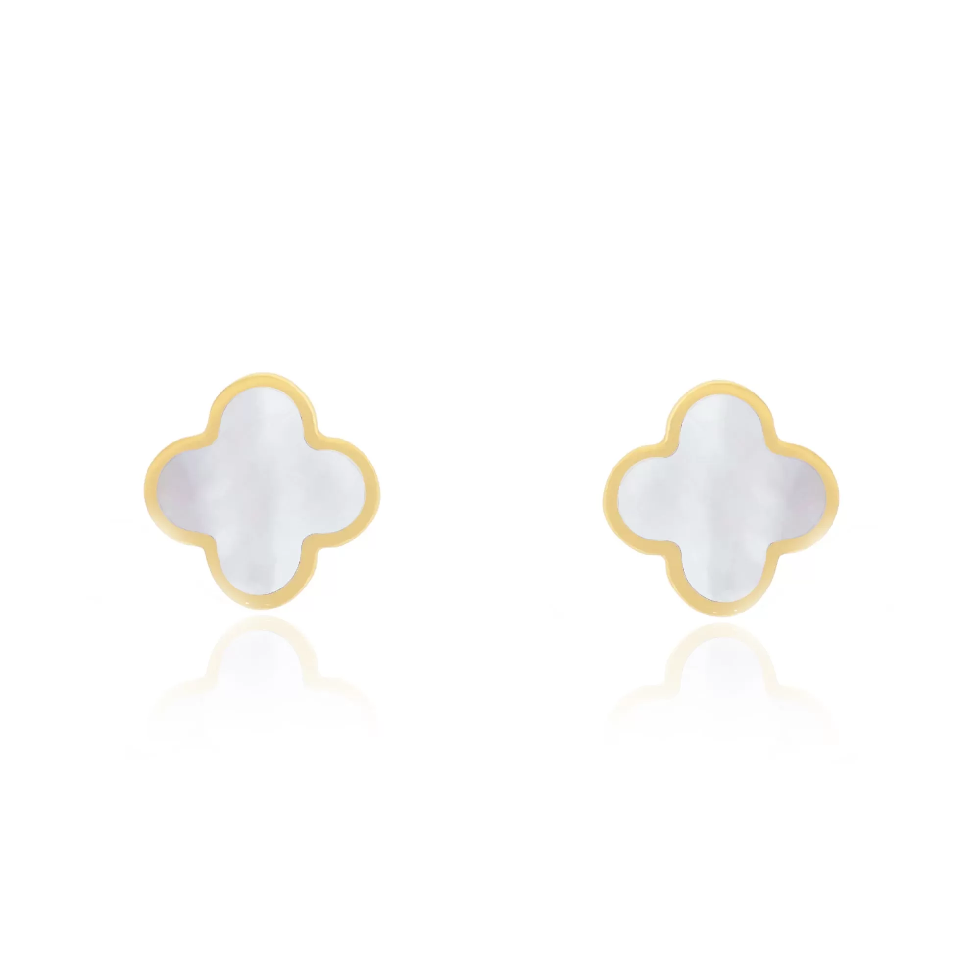 Small Mother of Pearl Clover Stud Earrings