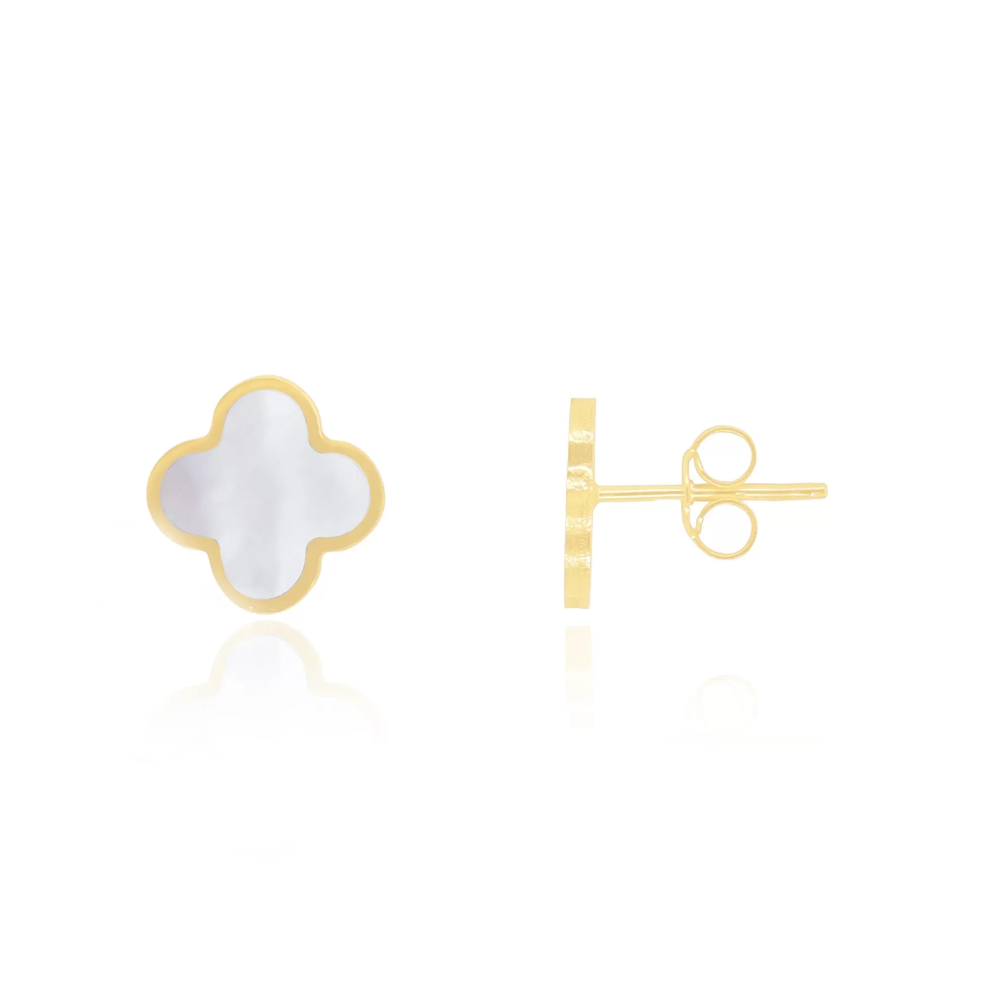 Small Mother of Pearl Clover Stud Earrings