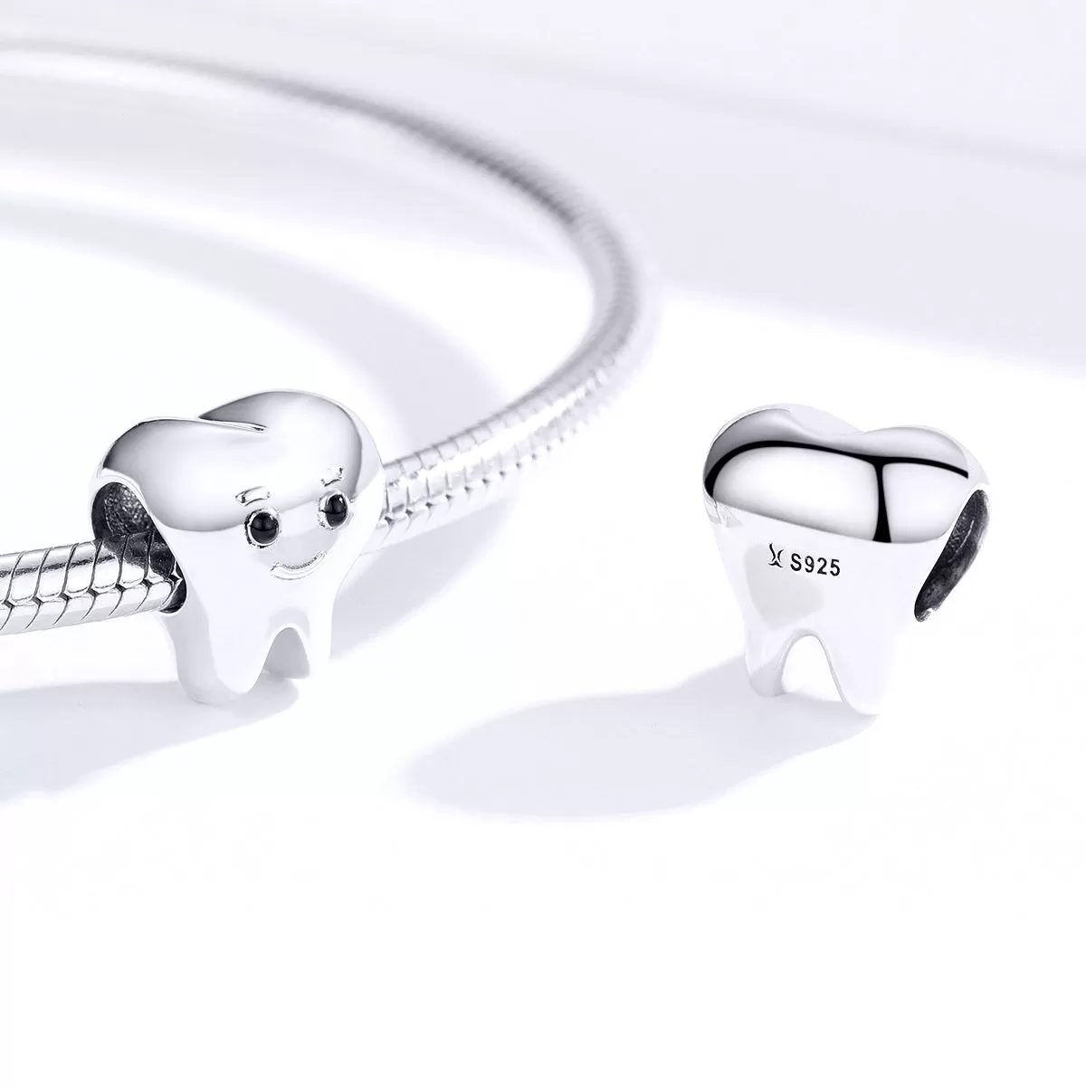 Smiling Tooth Dentist Charm 925 Sterling Silver