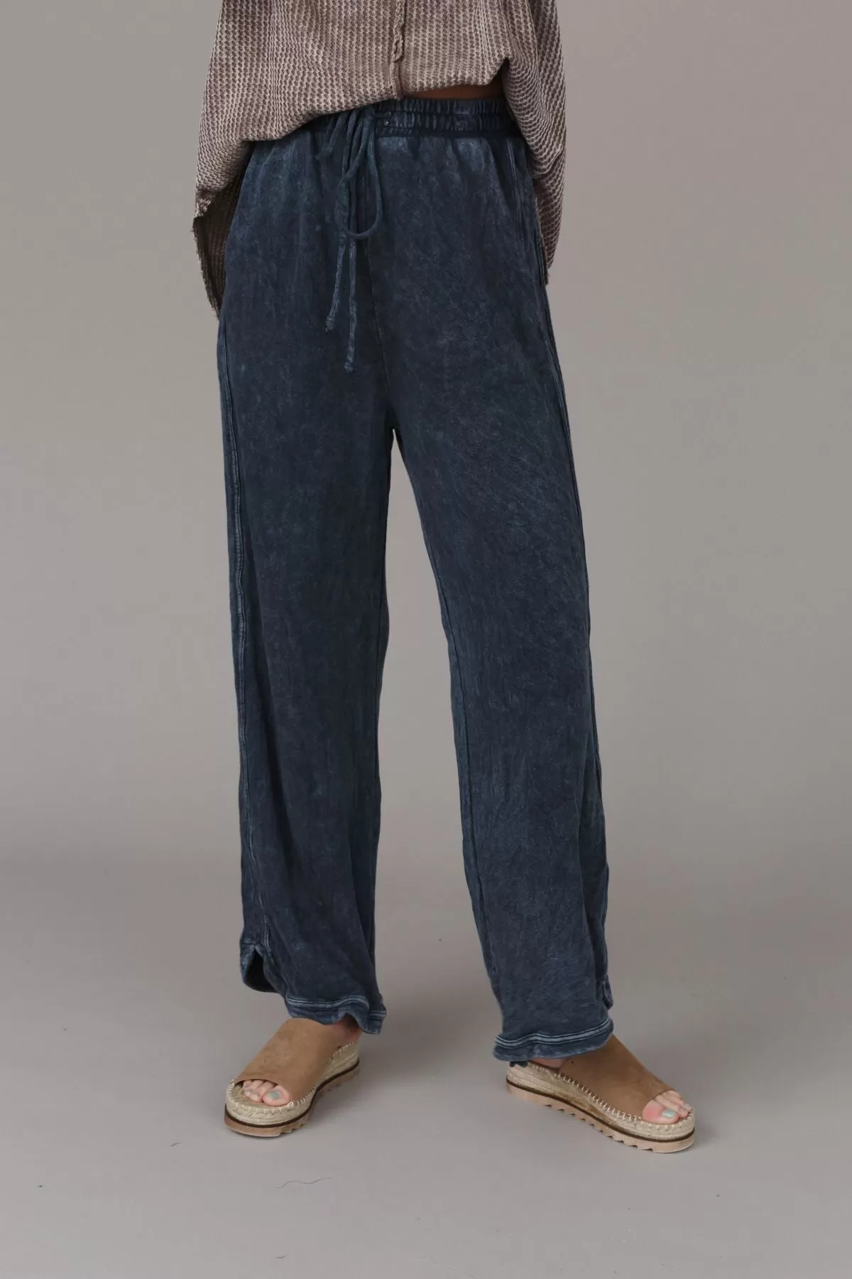 So Comfy Wide Leg Pant Full Length - Navy