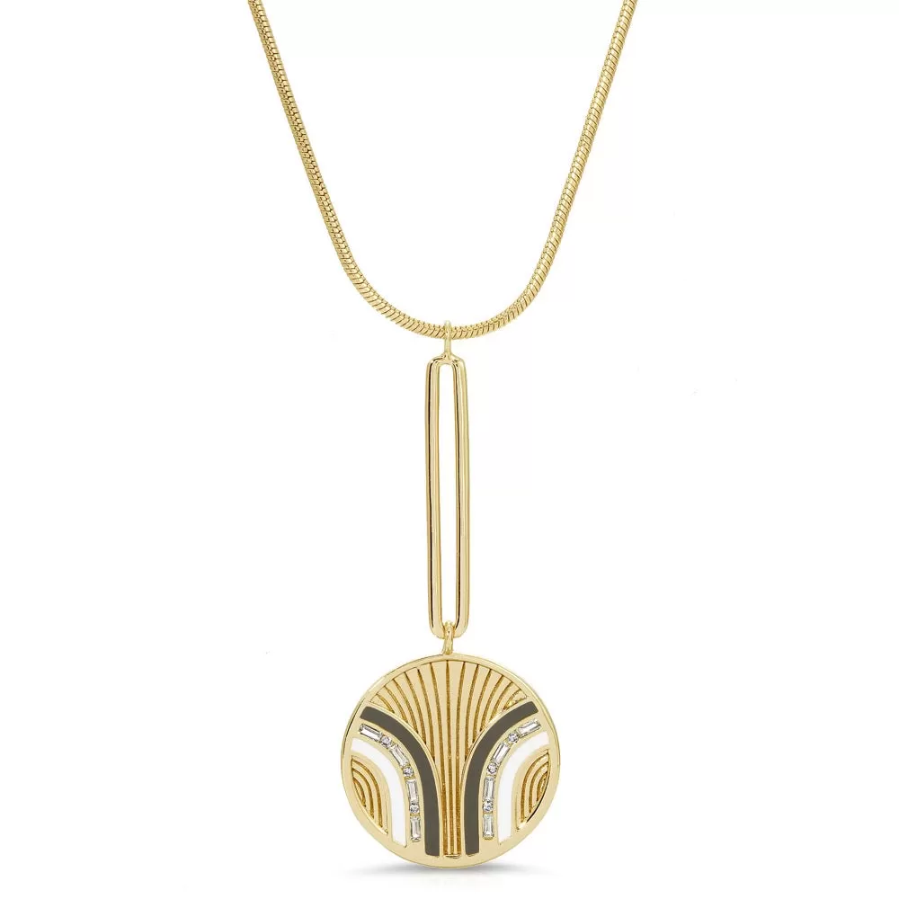 South Beach Pendulum Necklace - Grey/White