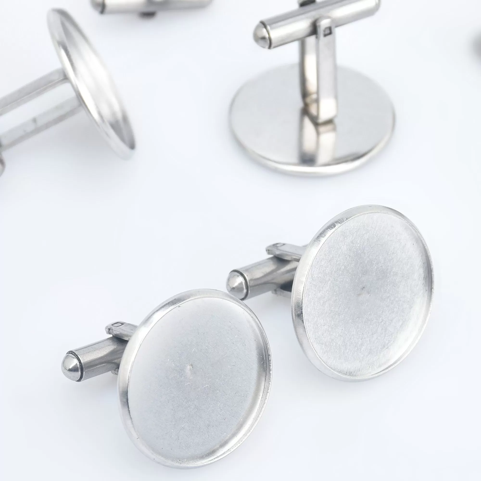 Stainless Steel Cufflink Blanks French Cufflink Base with 10/12/14/16/18/20mm Round Bezel Base Settings Cufflink Findings 5pcs 102863