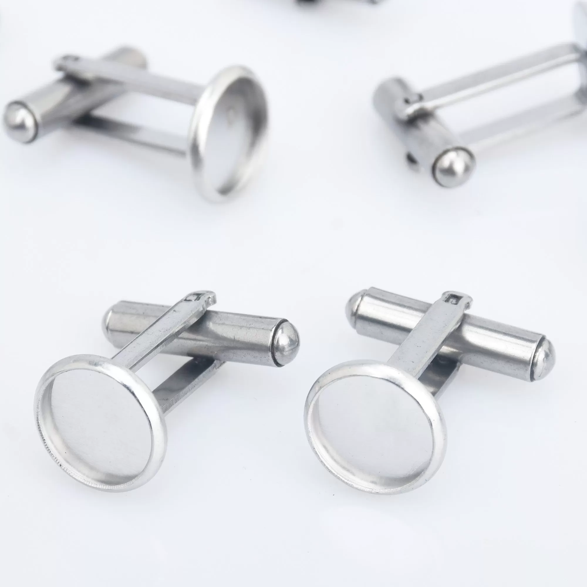 Stainless Steel Cufflink Blanks French Cufflink Base with 10/12/14/16/18/20mm Round Bezel Base Settings Cufflink Findings 5pcs 102863