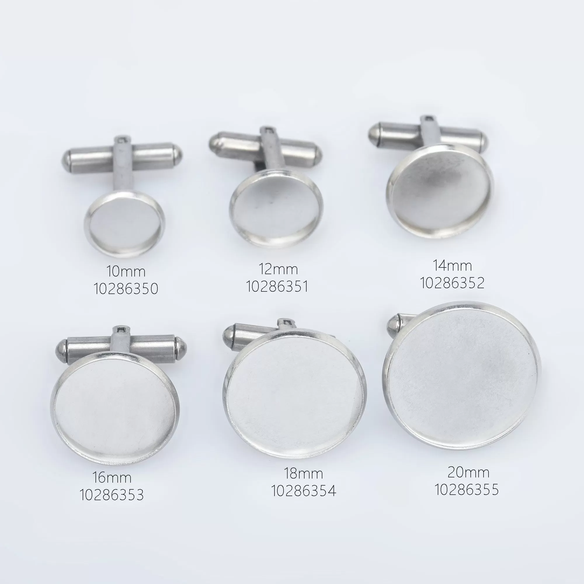 Stainless Steel Cufflink Blanks French Cufflink Base with 10/12/14/16/18/20mm Round Bezel Base Settings Cufflink Findings 5pcs 102863