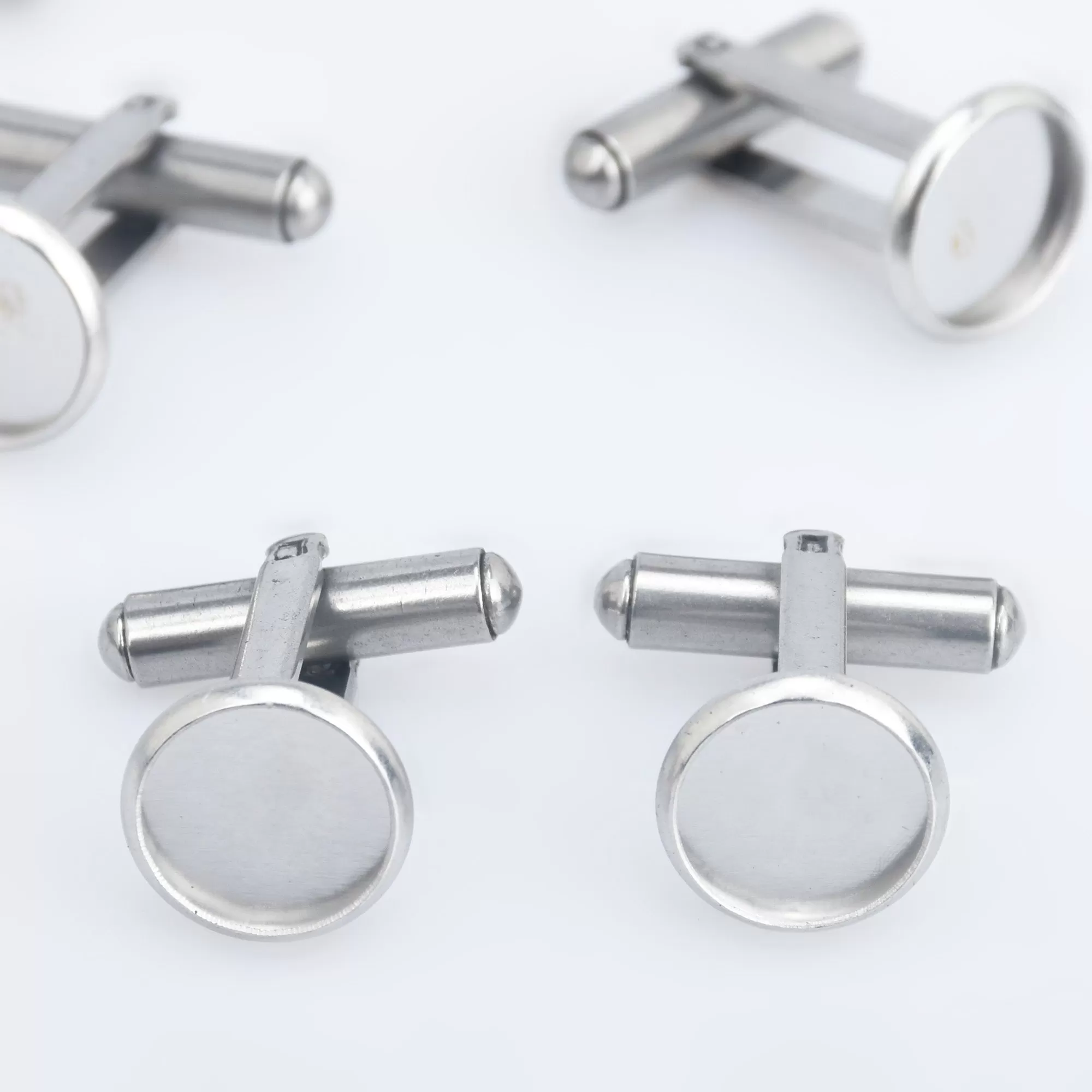 Stainless Steel Cufflink Blanks French Cufflink Base with 10/12/14/16/18/20mm Round Bezel Base Settings Cufflink Findings 5pcs 102863