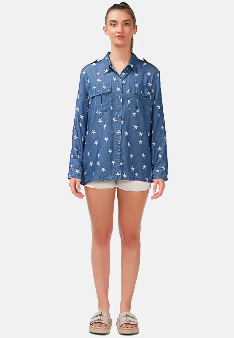 starry night denim shirt