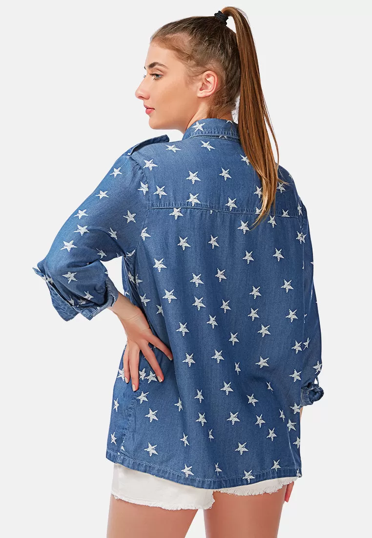 starry night denim shirt