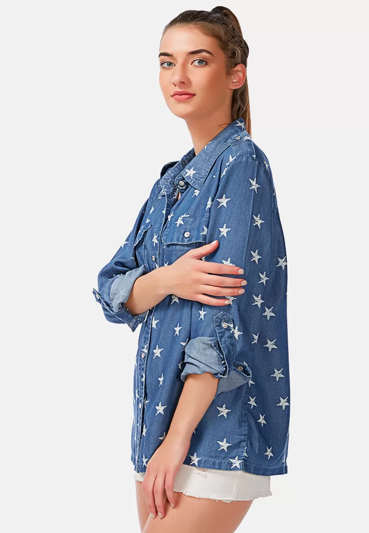 starry night denim shirt