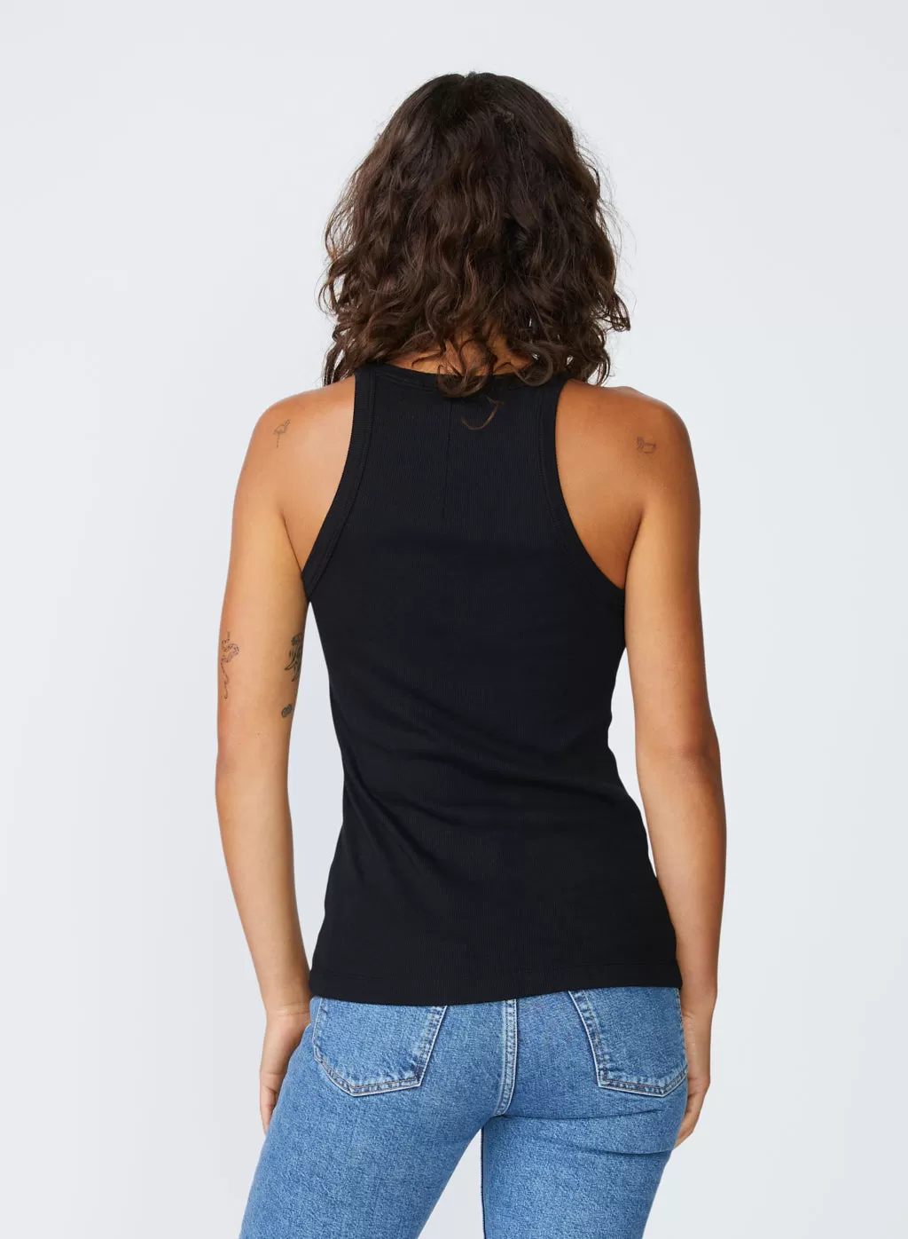 Stateside 2X1 Rib High-Neck Tank in Black