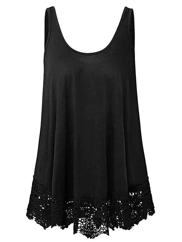 Stylish Lace Sleeveless Plus Size Cotton Vest for Women