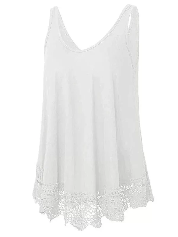 Stylish Lace Sleeveless Plus Size Cotton Vest for Women