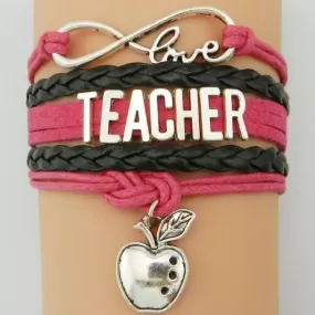 Teaching Day Dark Pink and Black Bracelet