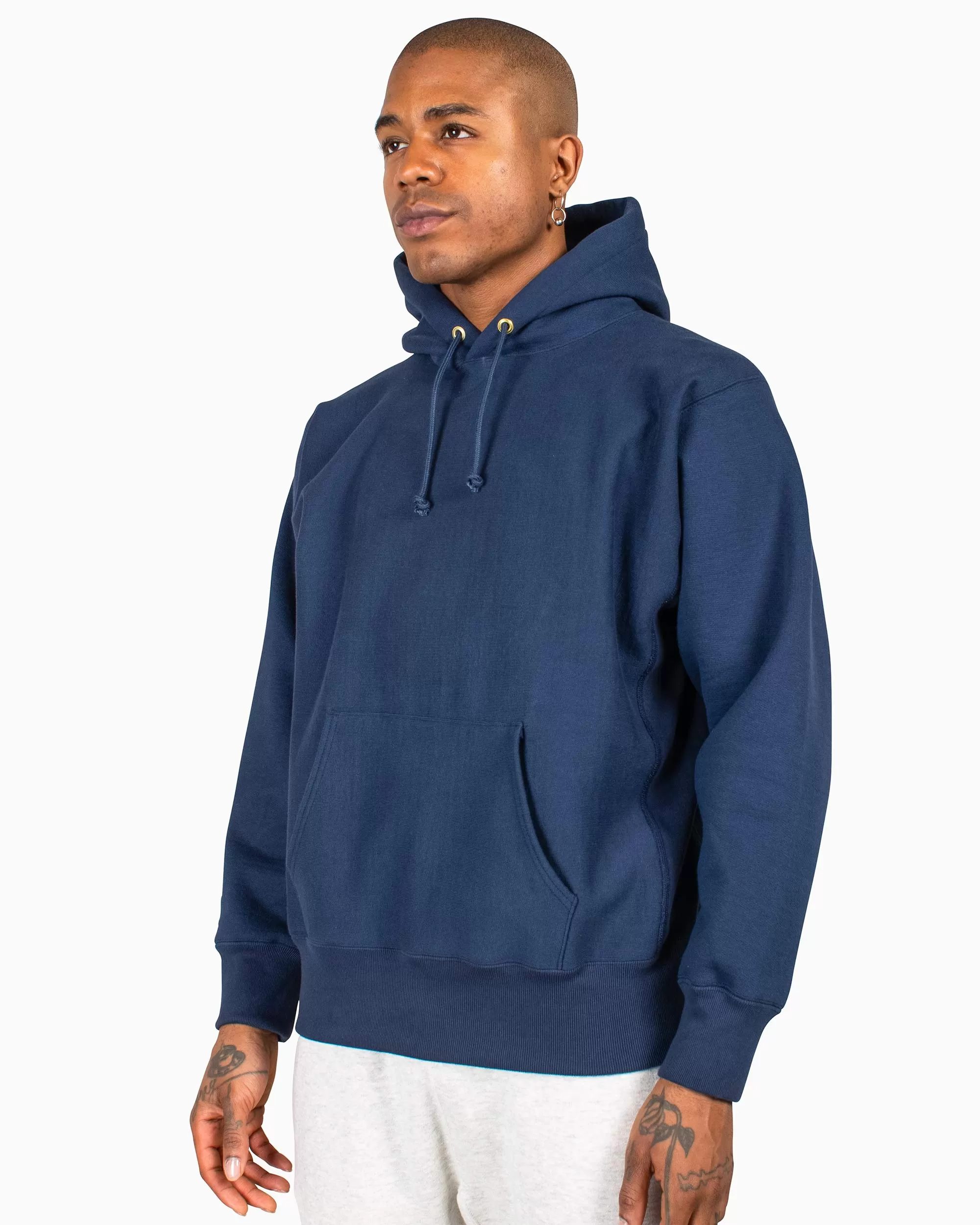 The Real McCoy's MC20113 Heavyweight Hooded Sweatshirt Navy