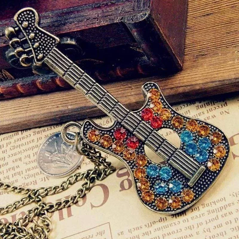 This Old Guitar Brass and Multi Gem Necklace