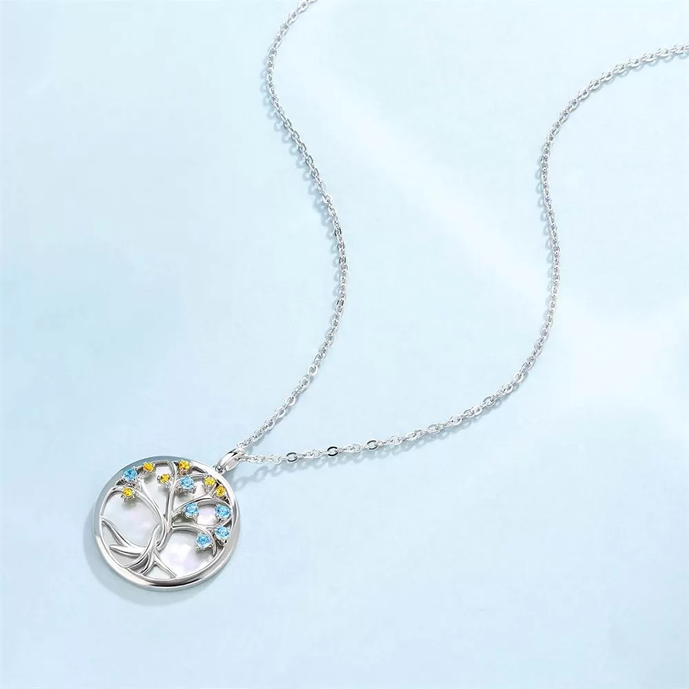 Tree of Life Pendant Necklace White Mother of Pearl for Women 0202