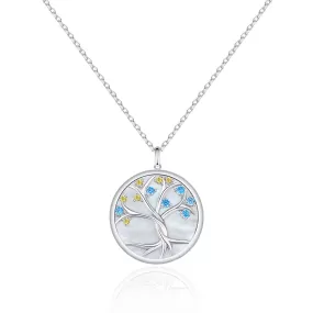 Tree of Life Pendant Necklace White Mother of Pearl for Women 0202