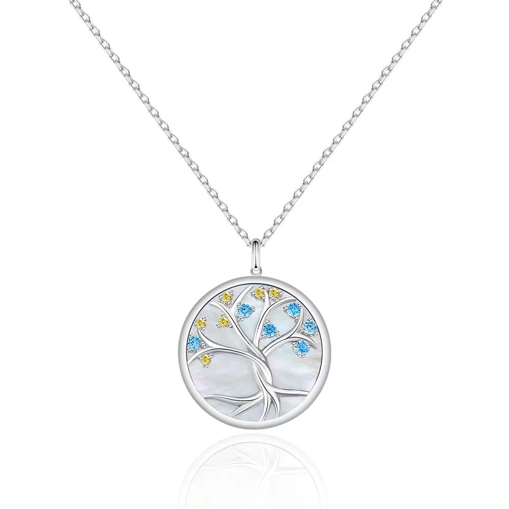 Tree of Life Pendant Necklace White Mother of Pearl for Women 0202