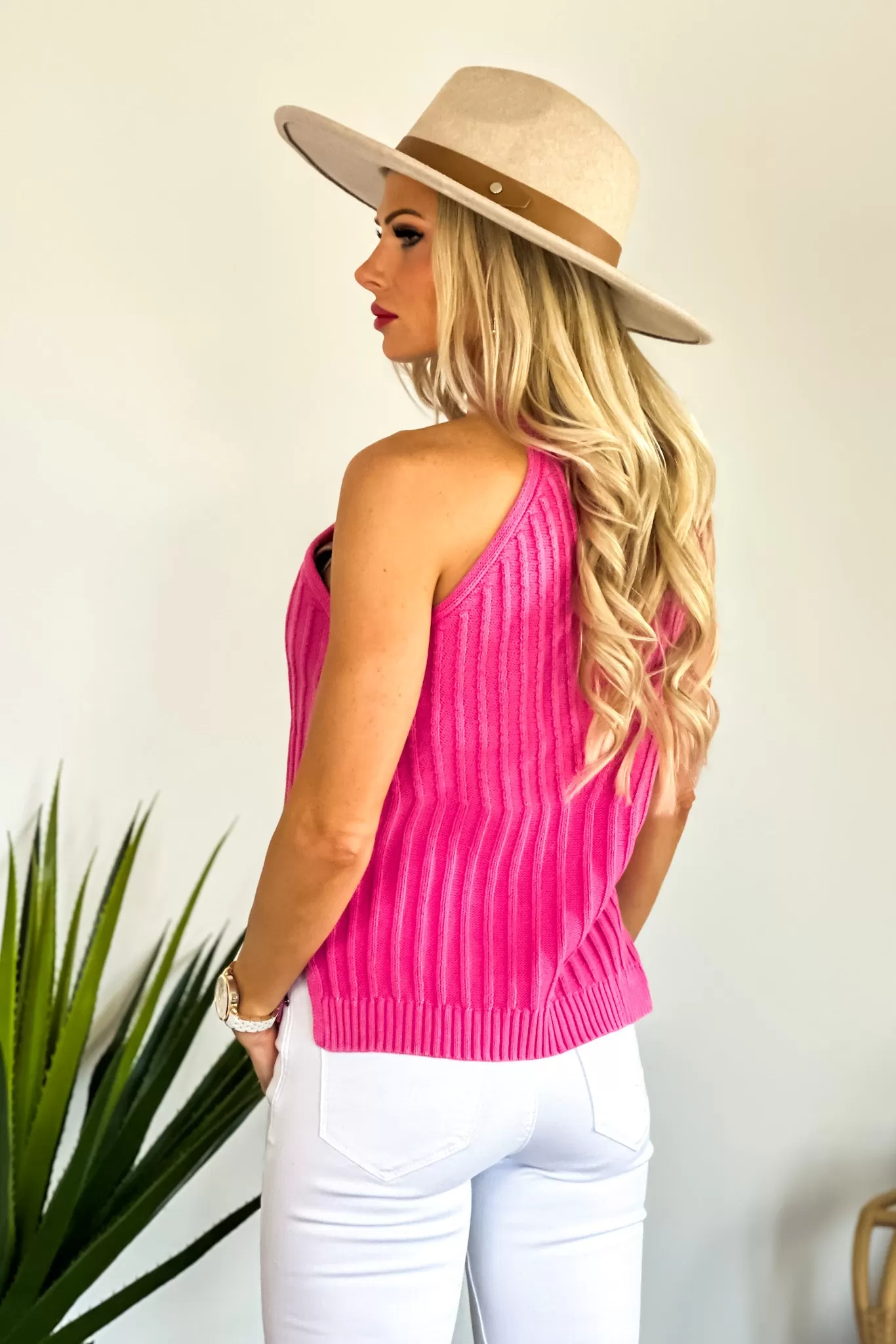 Tribal Regan Halter Sweater Tank : Hi Pink