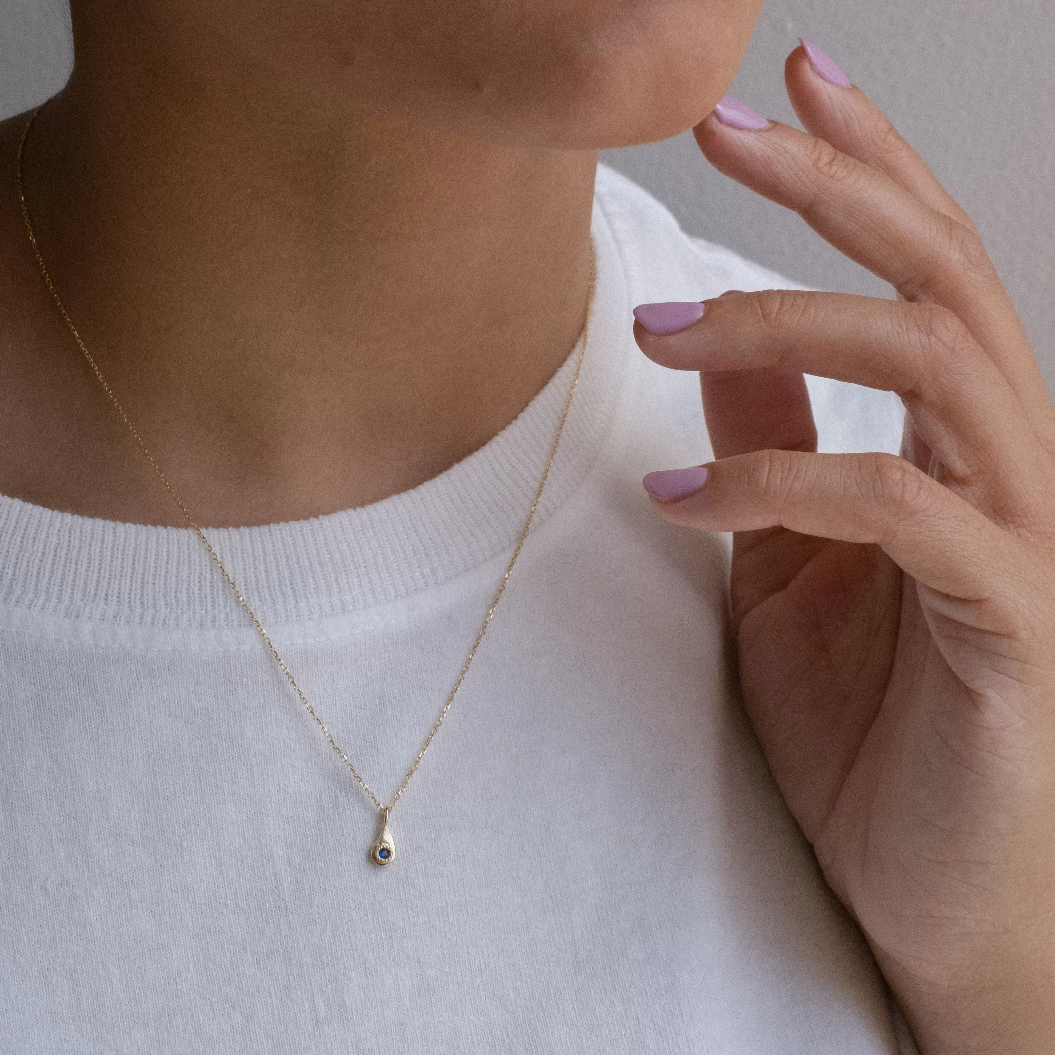 Twisted Teardrop Sapphire Necklace