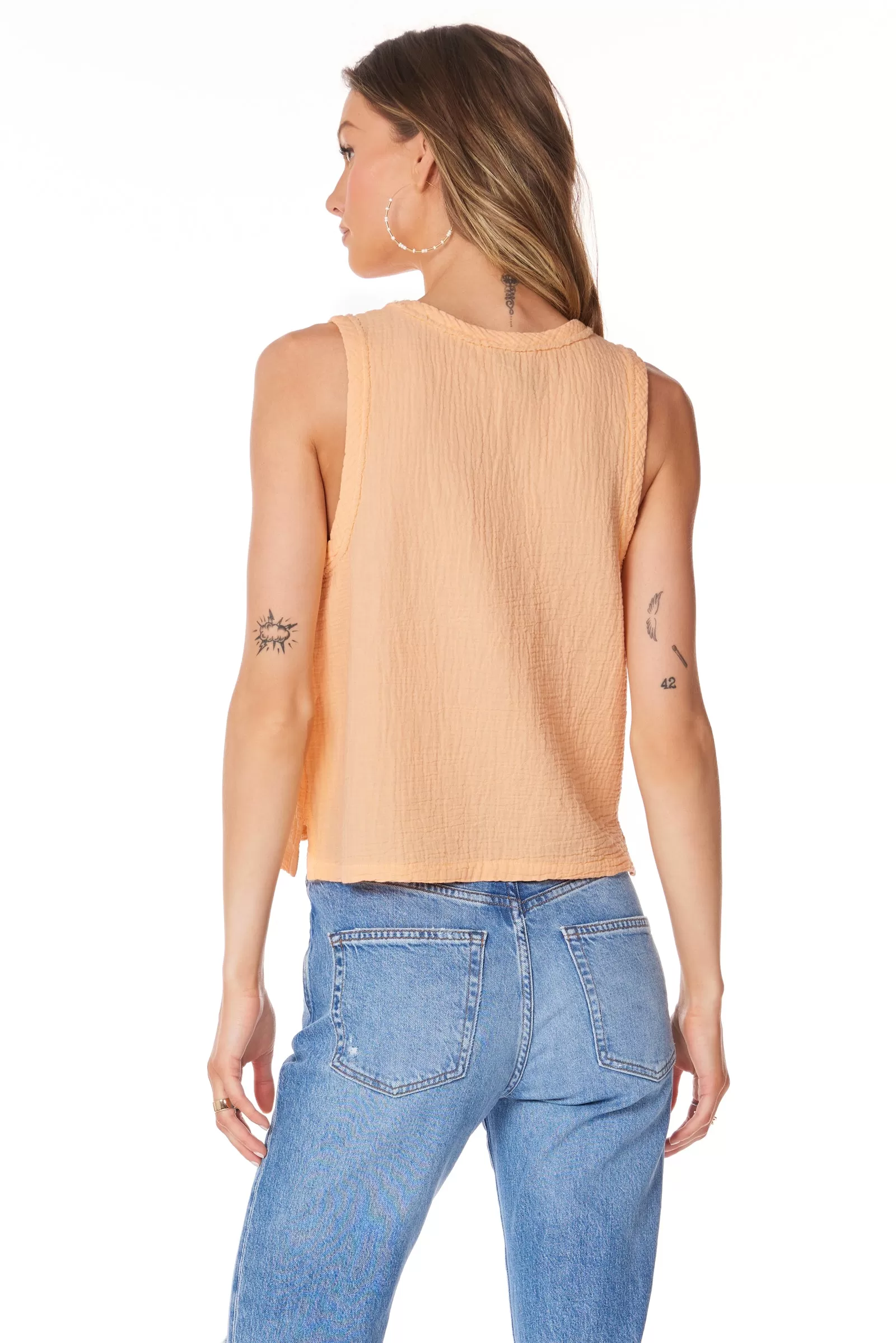 V-NECK RAW EDGE TANK