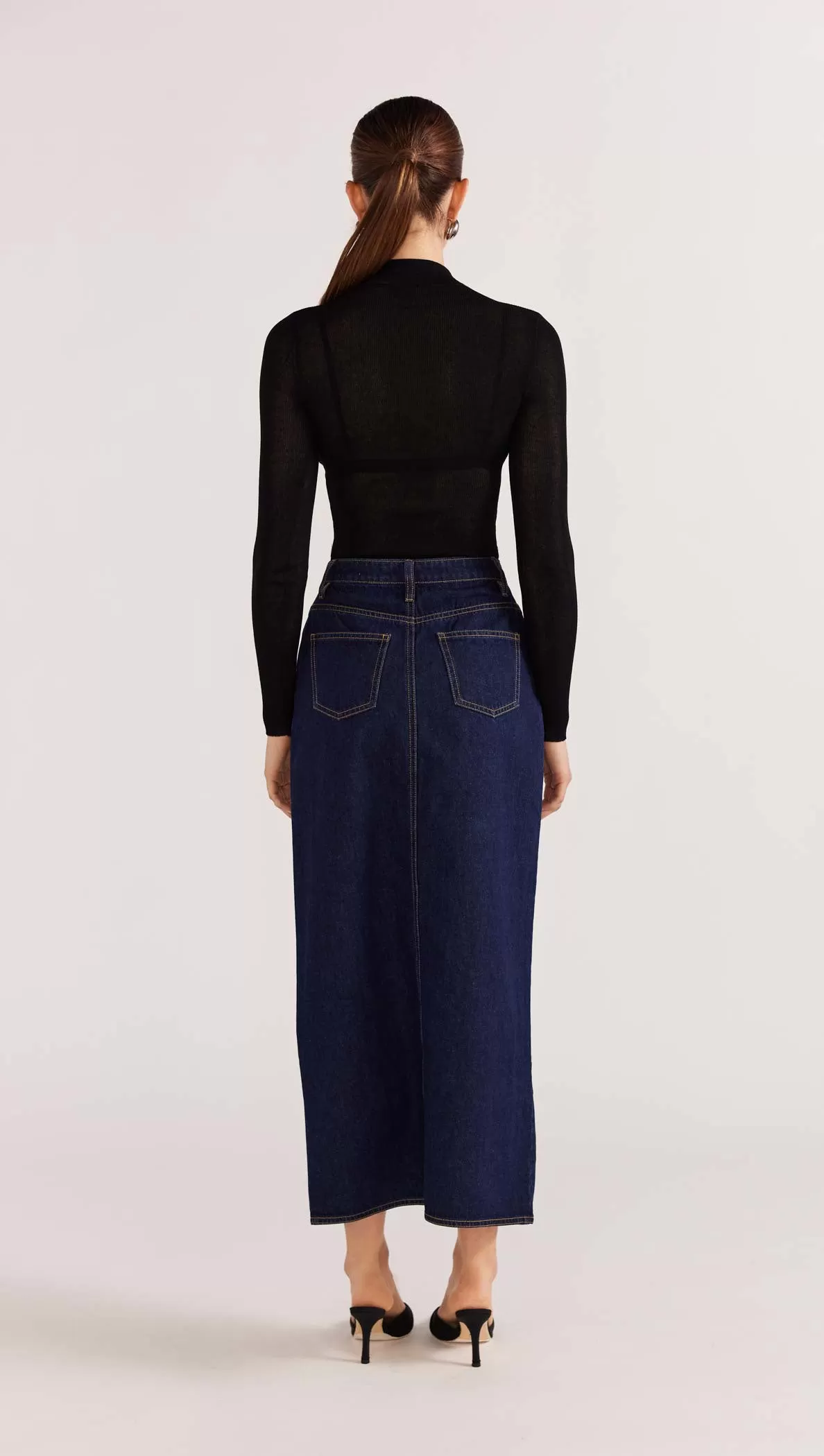 Vara Denim Midi Skirt | Indigo