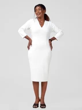 Vivo J.O V-Neck Sheath Dress - Off-White