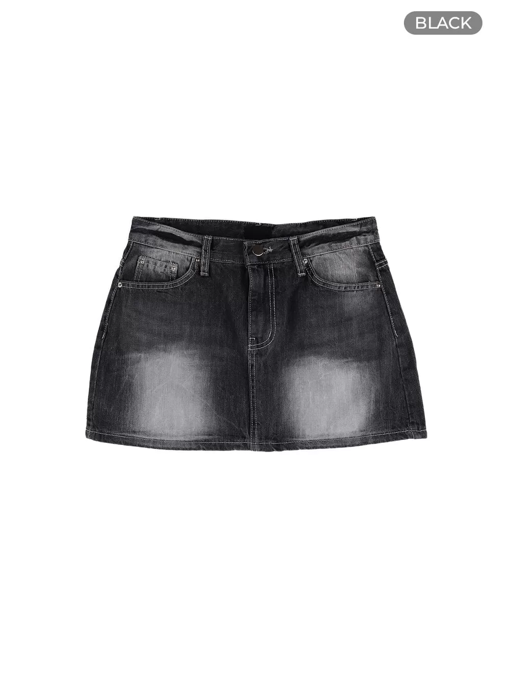 Washed Low Rise Mini Denim Skirt IM405