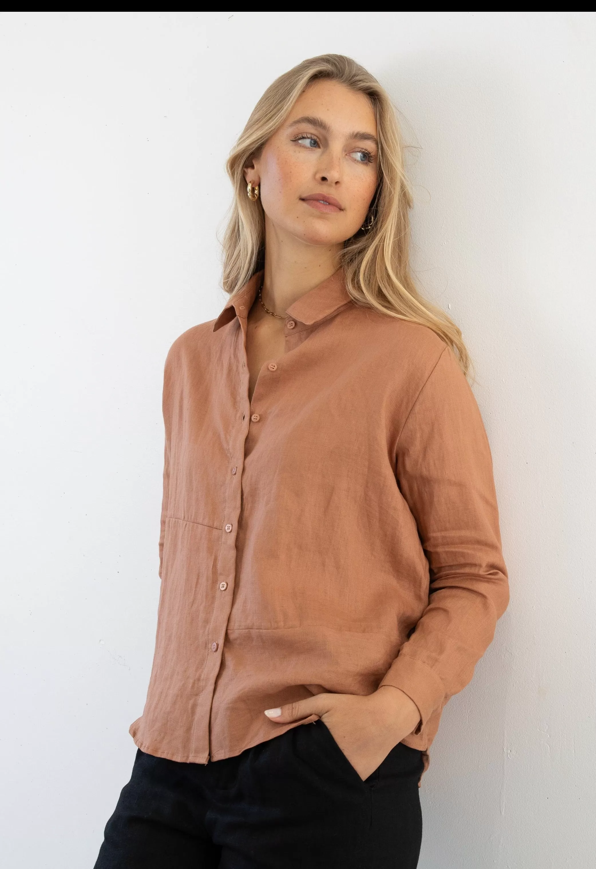 WESLEY LINEN SHIRT - RUST