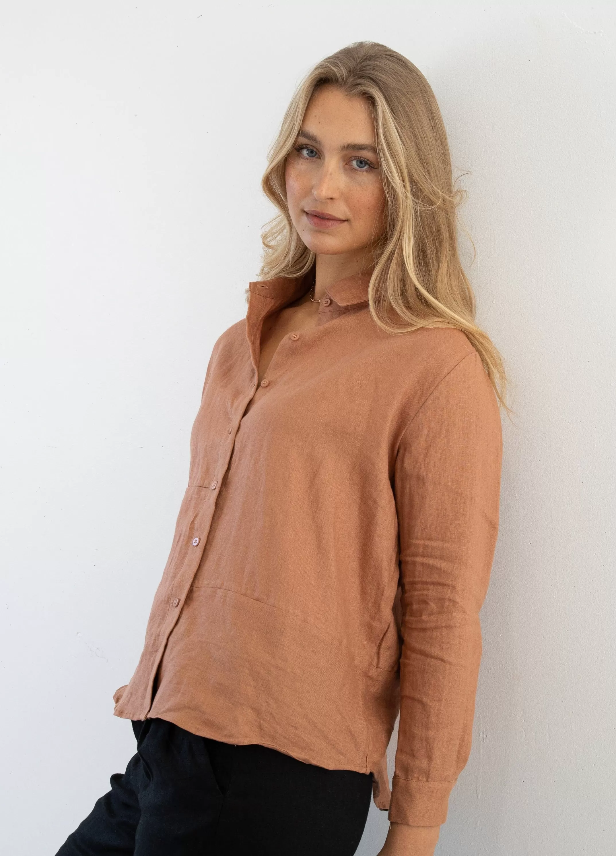 WESLEY LINEN SHIRT - RUST