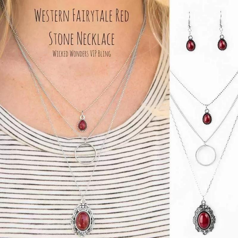 Western Fairytale Red Stone Necklace