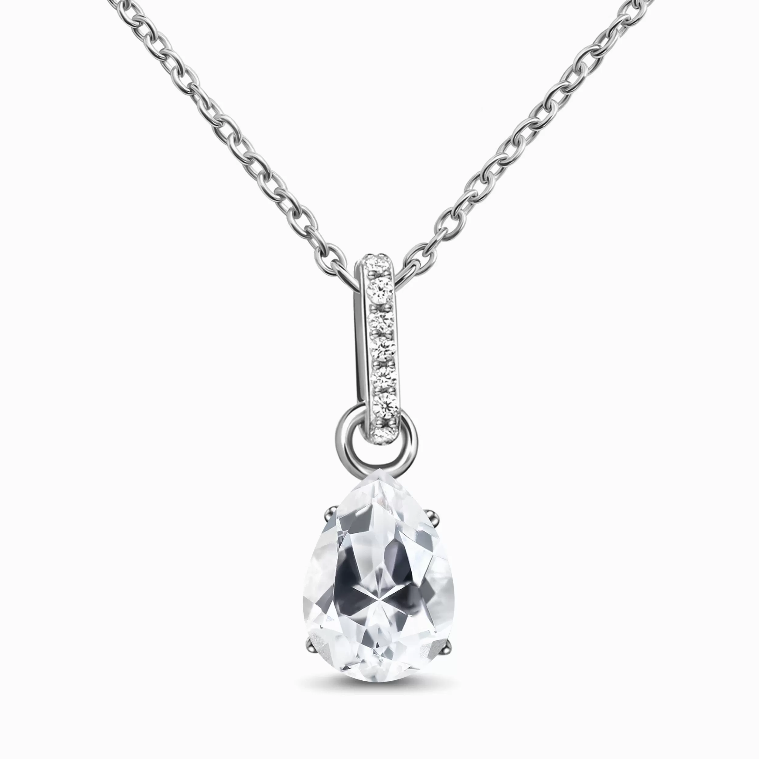 White Topaz Necklace Sway - April Birthstone