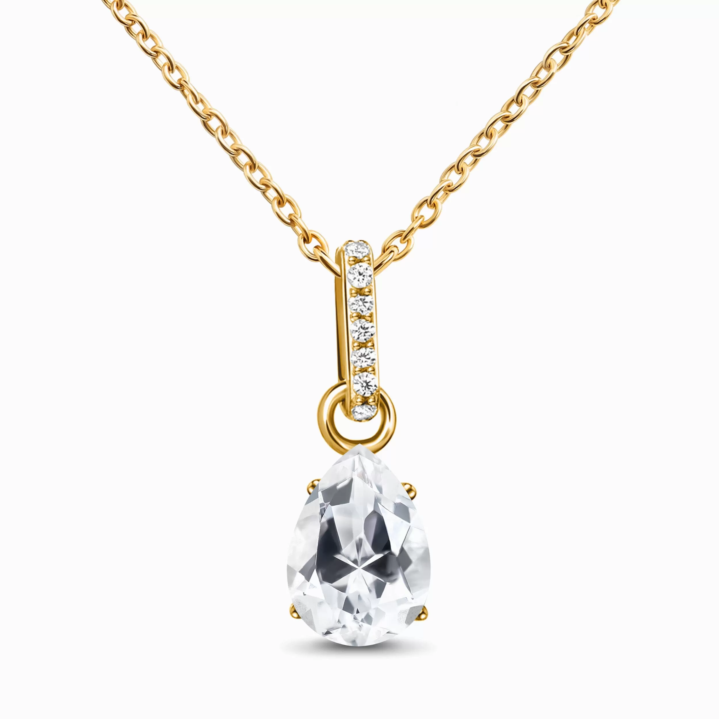 White Topaz Necklace Sway - April Birthstone