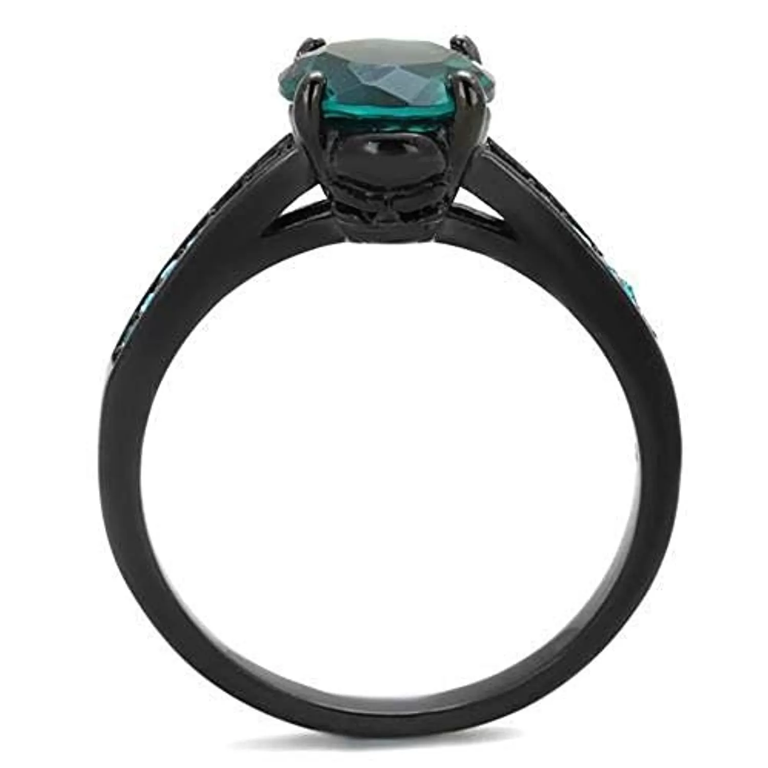 WildKlass Stainless Steel Ring IP Black Women Synthetic Blue Zircon