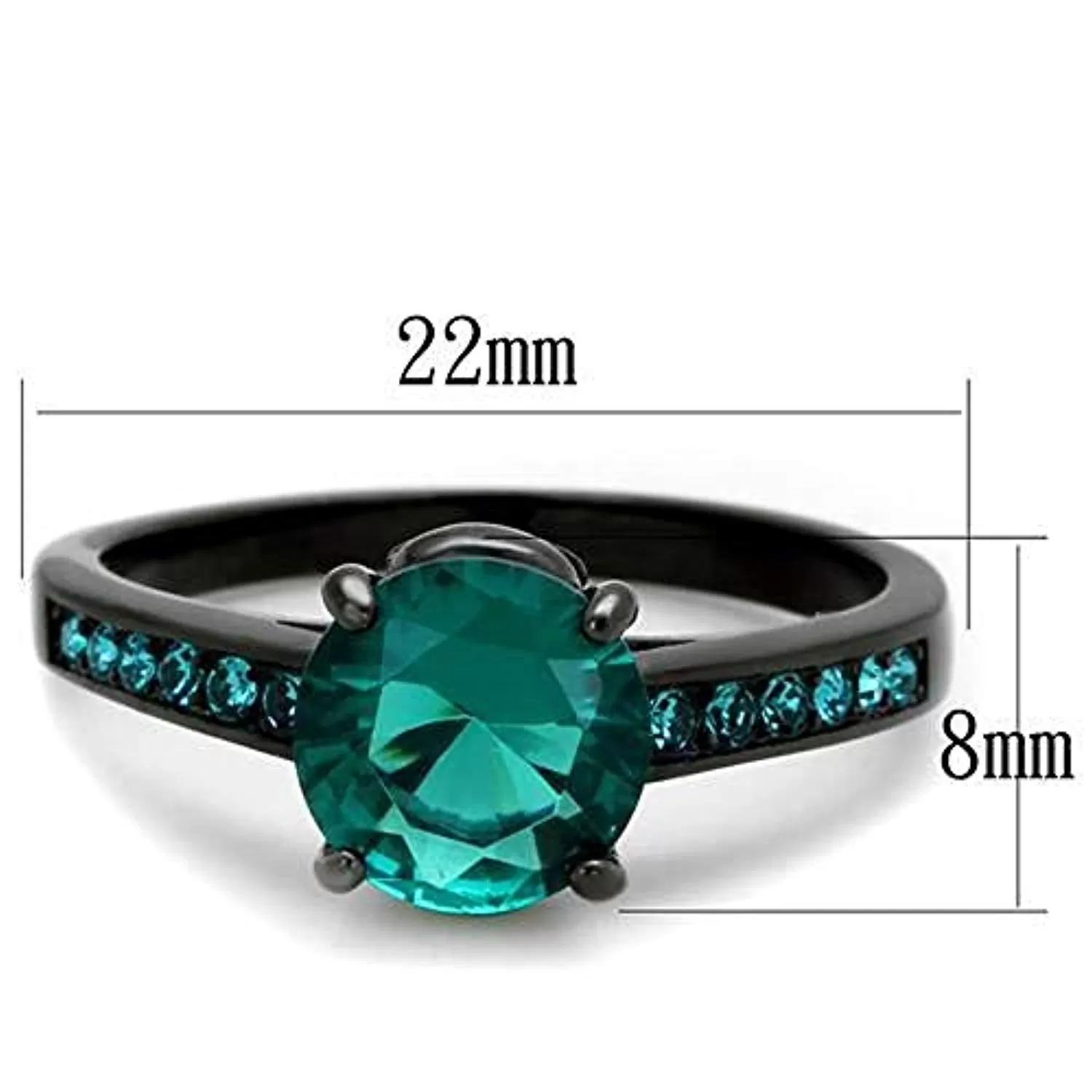 WildKlass Stainless Steel Ring IP Black Women Synthetic Blue Zircon