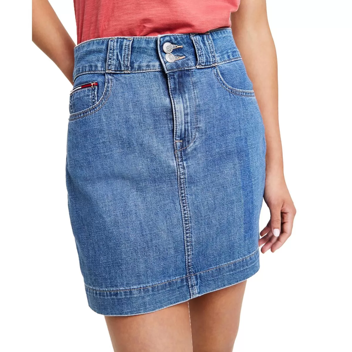 Womens Mini High Rise Denim Skirt