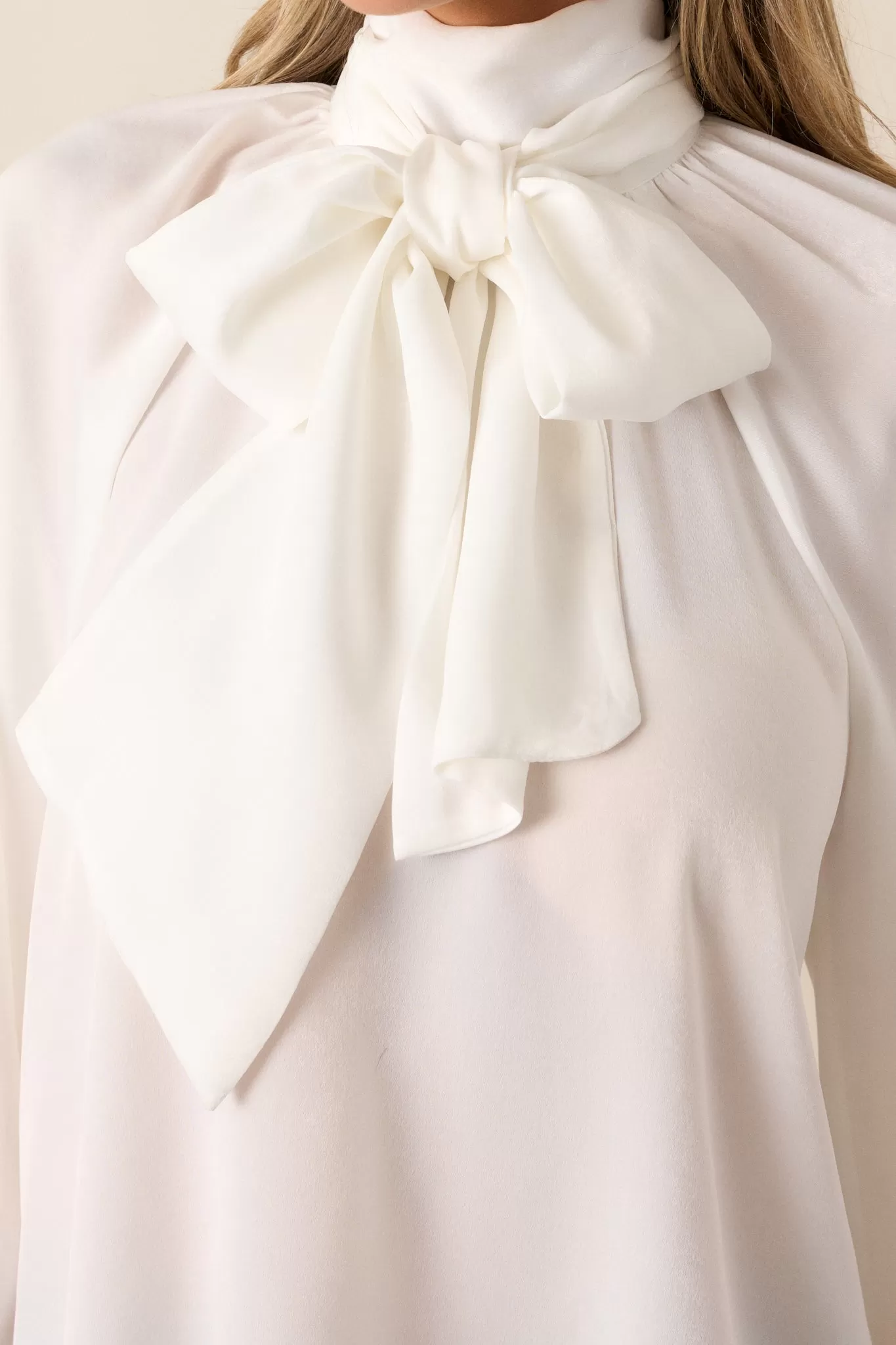 World Class White Bow Tie Blouse