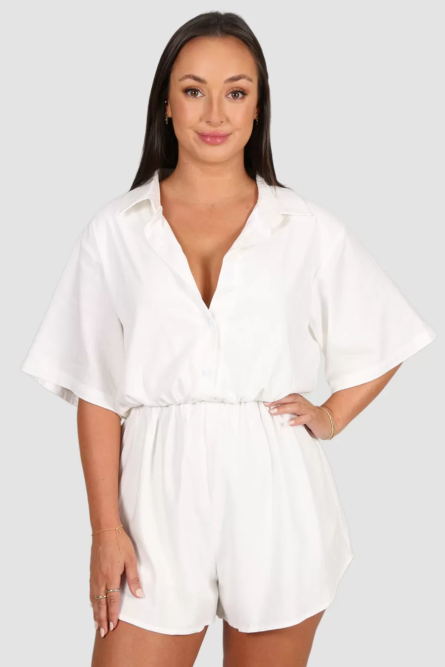 ZEPHYR LINEN BLEND PLAYSUIT WHITE