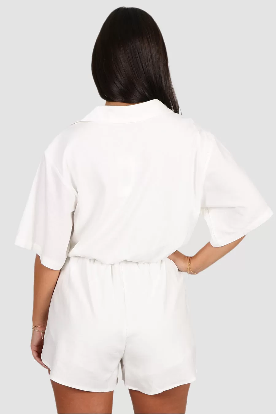 ZEPHYR LINEN BLEND PLAYSUIT WHITE