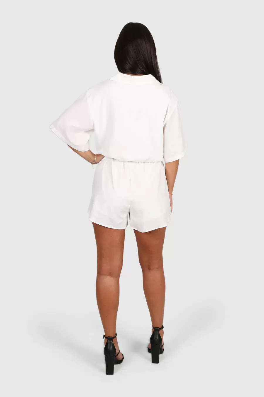 ZEPHYR LINEN BLEND PLAYSUIT WHITE